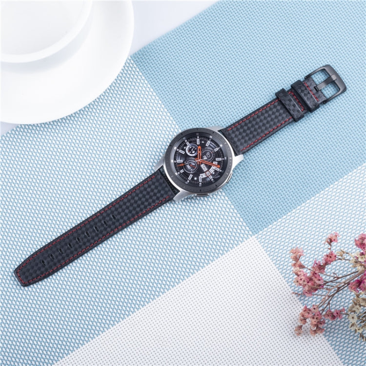 22mm For Huawei Watch GT2e GT2 46mm Carbon fiber Leather Watch Band(Red) by bashfashion