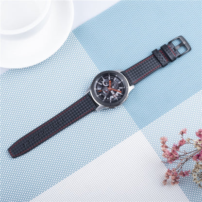 22mm For Huawei Watch GT2e GT2 46mm Carbon fiber Leather Watch Band(Red) by bashfashion