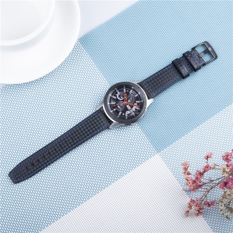 22mm For Huawei Watch GT2e GT2 46mm Carbon fiber Leather Watch Band(Blue) by bashfashion