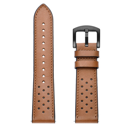 22mm For Huawei Watch GT2e / GT2 46mm Plum Blossom Hole Leather Watch Band(Brown) by bashfashion