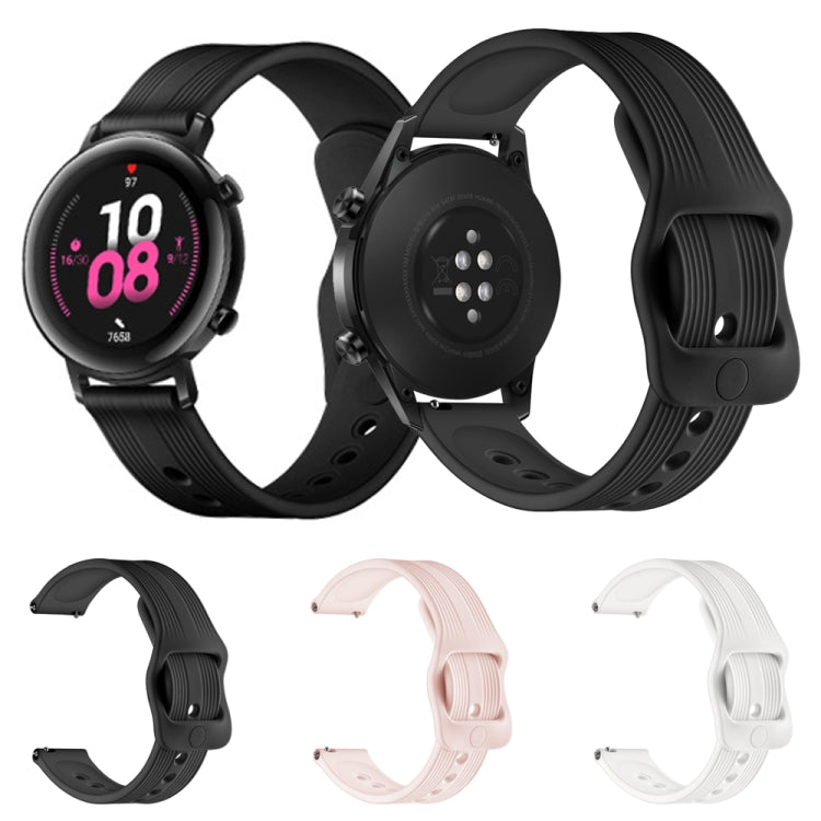 20mm For Huawei Watch GT2 42mm / Galaxy Watch Active 2 / Huami GTS/GTR 42MM Silicone Watch Band with Japanese Buckle(White) by bashfashion