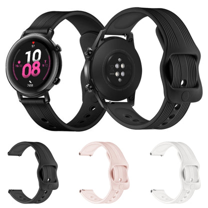 20mm For Huawei Watch GT2 42mm / Galaxy Watch Active 2 / Huami GTS/GTR 42MM Silicone Watch Band with Japanese Buckle(White) by bashfashion