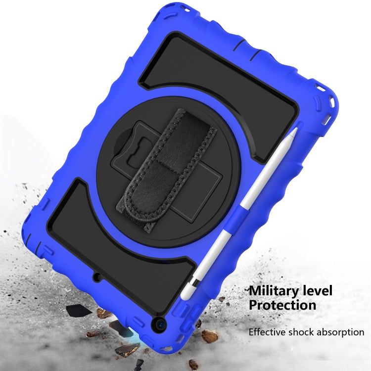 For iPad 10.2 360 Degree Rotating Case with Pencil Holder, Kickstand Shockproof Heavy Duty with Shoulder Strap,Hand Strap(Blue) by bashfashion