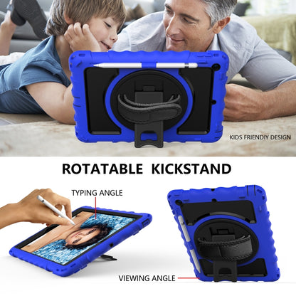 For iPad 10.2 360 Degree Rotating Case with Pencil Holder, Kickstand Shockproof Heavy Duty with Shoulder Strap,Hand Strap(Blue) by bashfashion