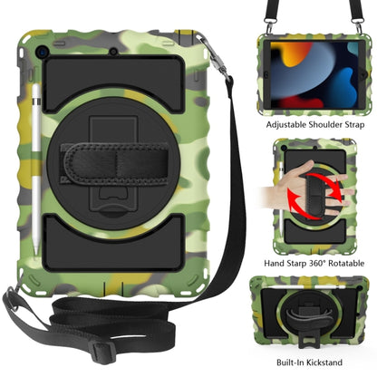 For iPad 10.2 360 Degree Rotating Case with Pencil Holder, Kickstand Shockproof Heavy Duty with Shoulder Strap,Hand Strap(Camouflage) by bashfashion