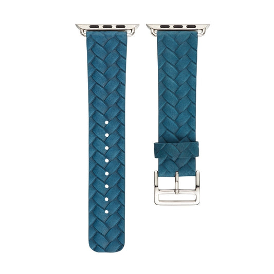 For Apple Watch Series 7 45mm / 6 & SE & 5 & 4 44mm / 3 & 2 & 1 42mm Braided Strap(Blue) by bashfashion