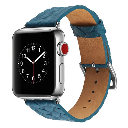 For Apple Watch Series 7 45mm / 6 & SE & 5 & 4 44mm / 3 & 2 & 1 42mm Braided Strap(Blue) by bashfashion