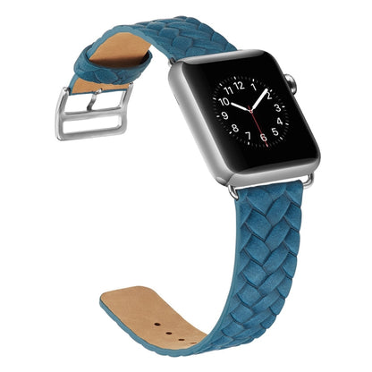 For Apple Watch Series 7 45mm / 6 & SE & 5 & 4 44mm / 3 & 2 & 1 42mm Braided Strap(Blue) by bashfashion