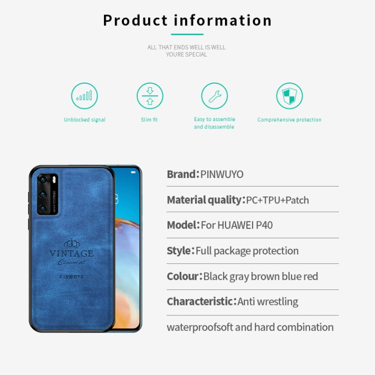 For Huawei P40 PINWUYO Zun Series PC + TPU + Skin Waterproof And Anti-fall All-inclusive Protective Shell(Blue) by PINWUYO