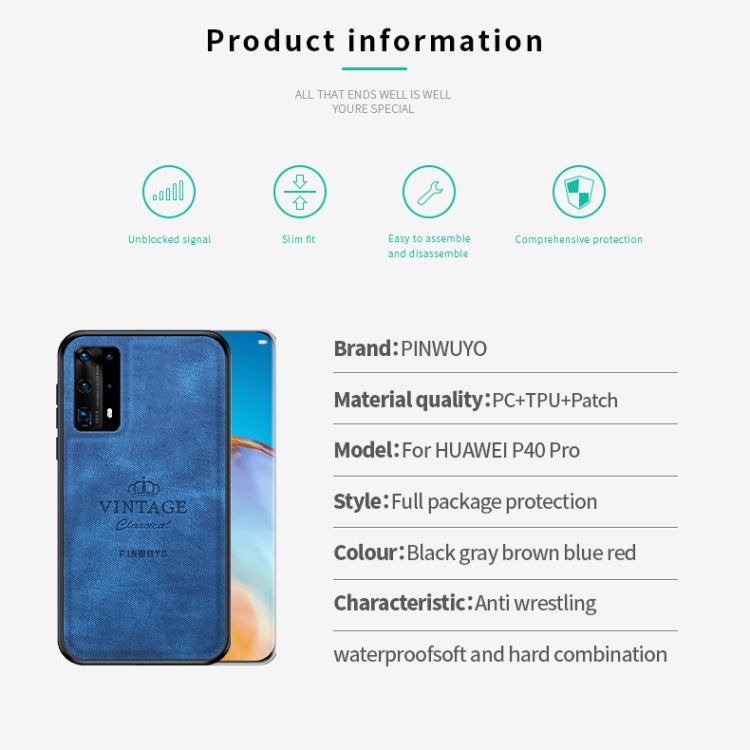 For Huawei P40 pro / P40pro+ PINWUYO Zun Series PC + TPU + Skin Waterproof And Anti-fall All-inclusive Protective Shell(Gray) by PINWUYO