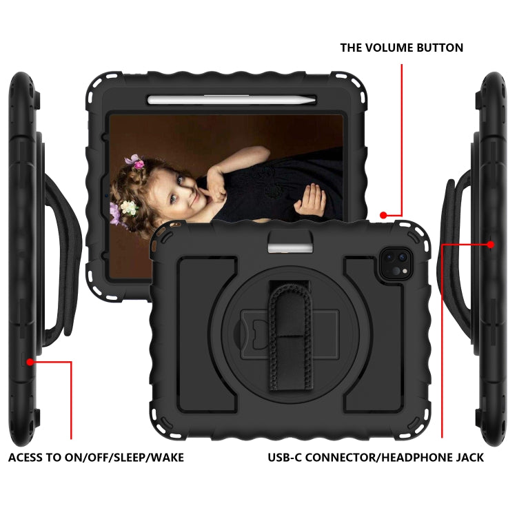 For iPad Pro 11 (2020) PC + Silicone Shockproof Combination Tablet Case with 360 Degree Rotating Holder & Handle(Black) by bashfashion