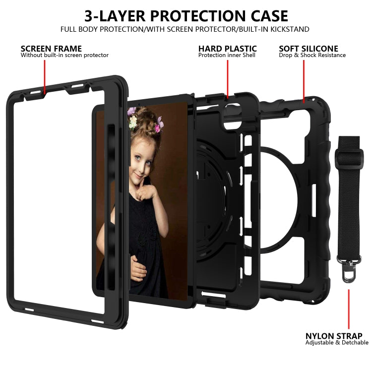 For iPad Pro 11 (2020) PC + Silicone Shockproof Combination Tablet Case with 360 Degree Rotating Holder & Handle(Black) by bashfashion