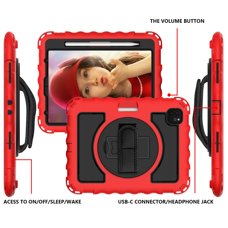 For iPad Pro 11 (2020) PC + Silicone Shockproof Combination Tablet Case with 360 Degree Rotating Holder & Handle(Red) by bashfashion