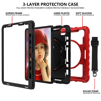 For iPad Pro 11 (2020) PC + Silicone Shockproof Combination Tablet Case with 360 Degree Rotating Holder & Handle(Red) by bashfashion