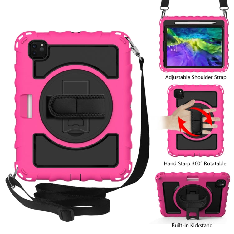 For iPad Pro 11 (2020) PC + Silicone Shockproof Combination Tablet Case with 360 Degree Rotating Holder & Handle(Hot Pink) by bashfashion