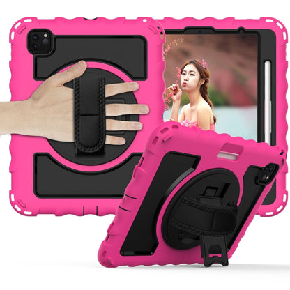 For iPad Pro 11 (2020) PC + Silicone Shockproof Combination Tablet Case with 360 Degree Rotating Holder & Handle(Hot Pink) by bashfashion
