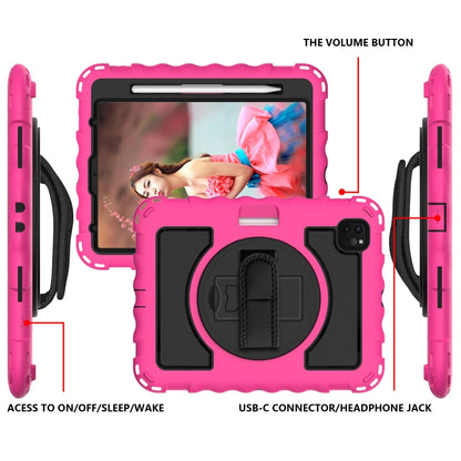 For iPad Pro 11 (2020) PC + Silicone Shockproof Combination Tablet Case with 360 Degree Rotating Holder & Handle(Hot Pink) by bashfashion