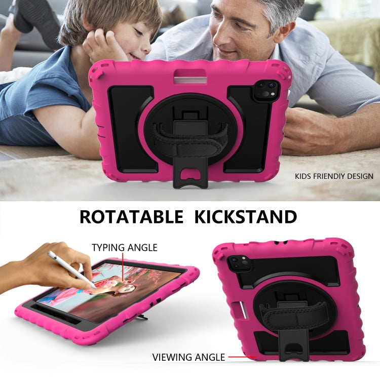 For iPad Pro 11 (2020) PC + Silicone Shockproof Combination Tablet Case with 360 Degree Rotating Holder & Handle(Hot Pink) by bashfashion
