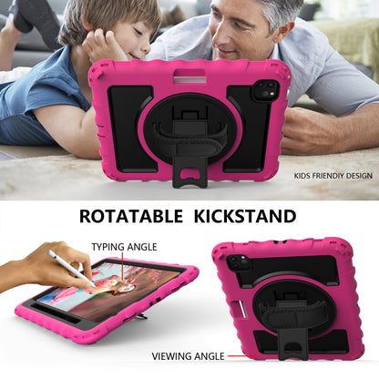 For iPad Pro 11 (2020) PC + Silicone Shockproof Combination Tablet Case with 360 Degree Rotating Holder & Handle(Hot Pink) by bashfashion