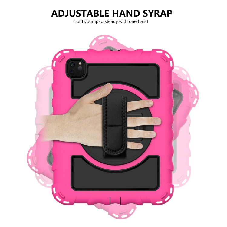 For iPad Pro 11 (2020) PC + Silicone Shockproof Combination Tablet Case with 360 Degree Rotating Holder & Handle(Hot Pink) by bashfashion