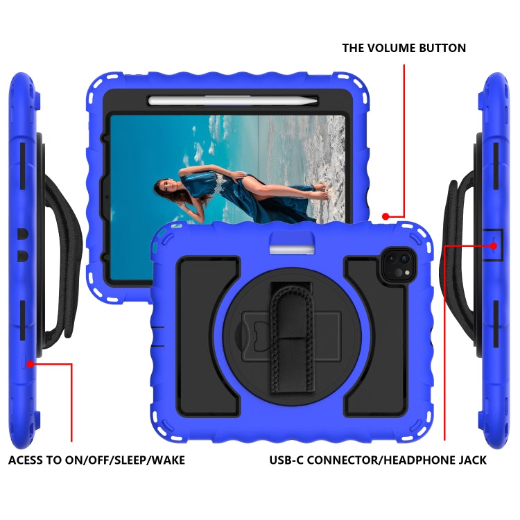 For iPad Pro 11 (2020) PC + Silicone Shockproof Combination Tablet Case with 360 Degree Rotating Holder & Handle(Blue) by bashfashion