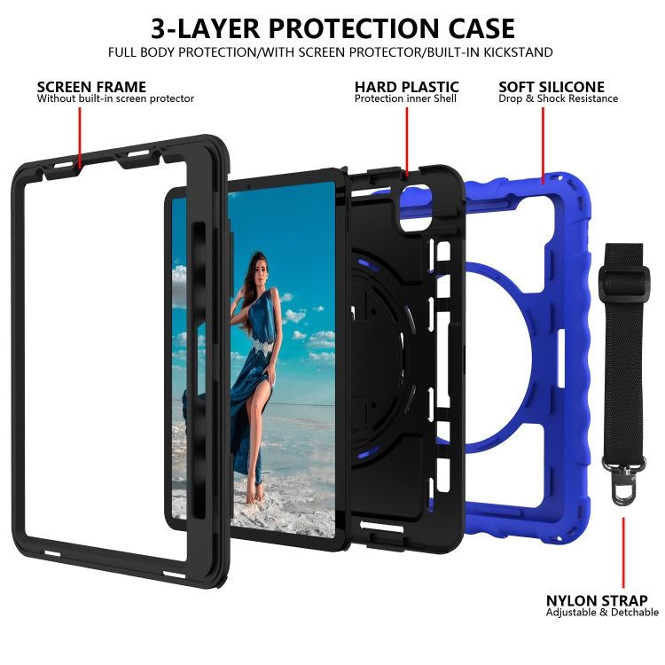 For iPad Pro 11 (2020) PC + Silicone Shockproof Combination Tablet Case with 360 Degree Rotating Holder & Handle(Blue) by bashfashion