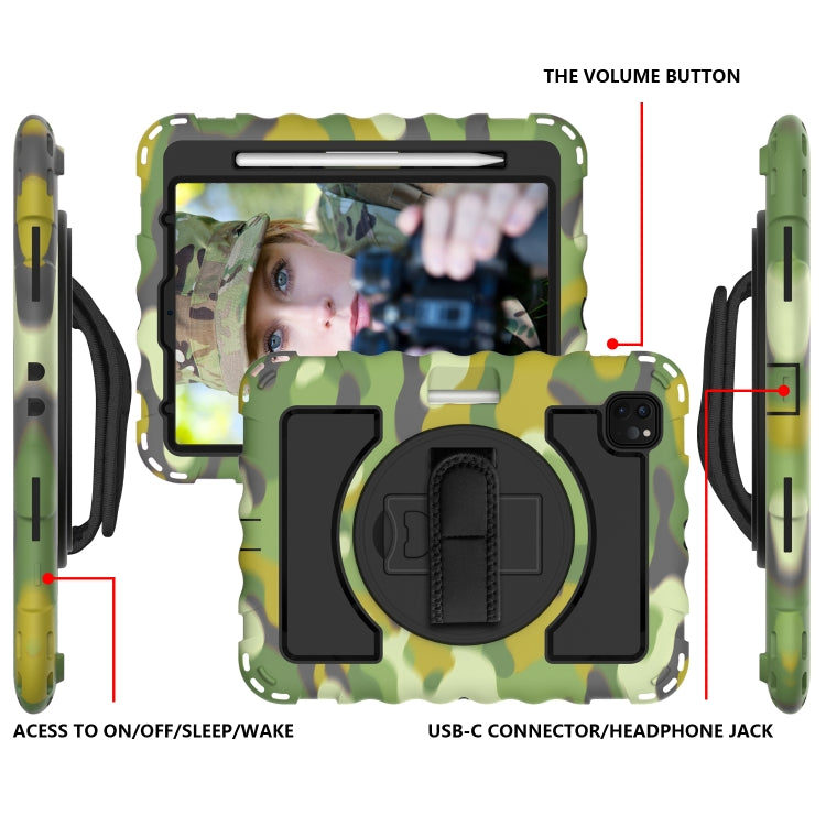 For iPad Pro 11 (2020) PC + Silicone Shockproof Combination Tablet Case with 360 Degree Rotating Holder & Handle(Camouflage) by bashfashion