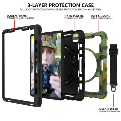 For iPad Pro 11 (2020) PC + Silicone Shockproof Combination Tablet Case with 360 Degree Rotating Holder & Handle(Camouflage) by bashfashion