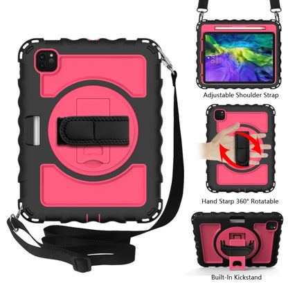 For iPad Pro 11 (2020) PC + Silicone Shockproof Combination Tablet Case with 360 Degree Rotating Holder & Handle(Black+Hot Pink) by bashfashion