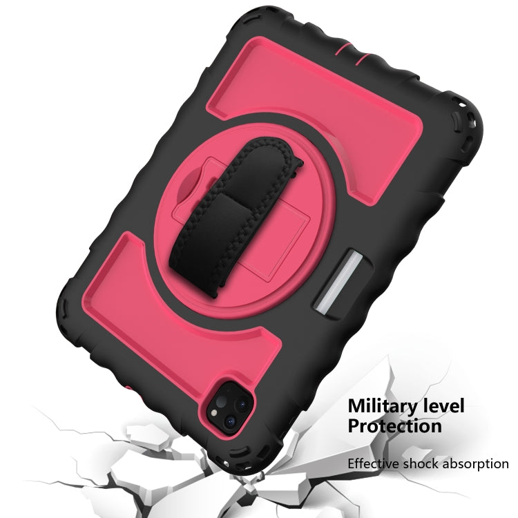 For iPad Pro 11 (2020) PC + Silicone Shockproof Combination Tablet Case with 360 Degree Rotating Holder & Handle(Black+Hot Pink) by bashfashion