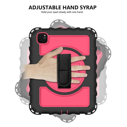 For iPad Pro 11 (2020) PC + Silicone Shockproof Combination Tablet Case with 360 Degree Rotating Holder & Handle(Black+Hot Pink) by bashfashion