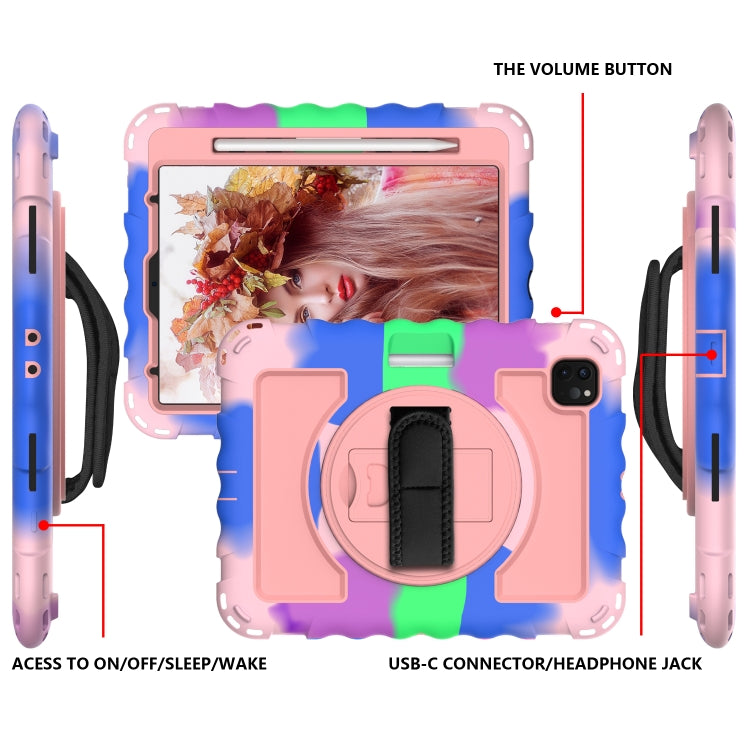 For iPad Pro 11 (2020) PC + Silicone Shockproof Combination Tablet Case with 360 Degree Rotating Holder & Handle(Colorful+Rose Gold) by bashfashion