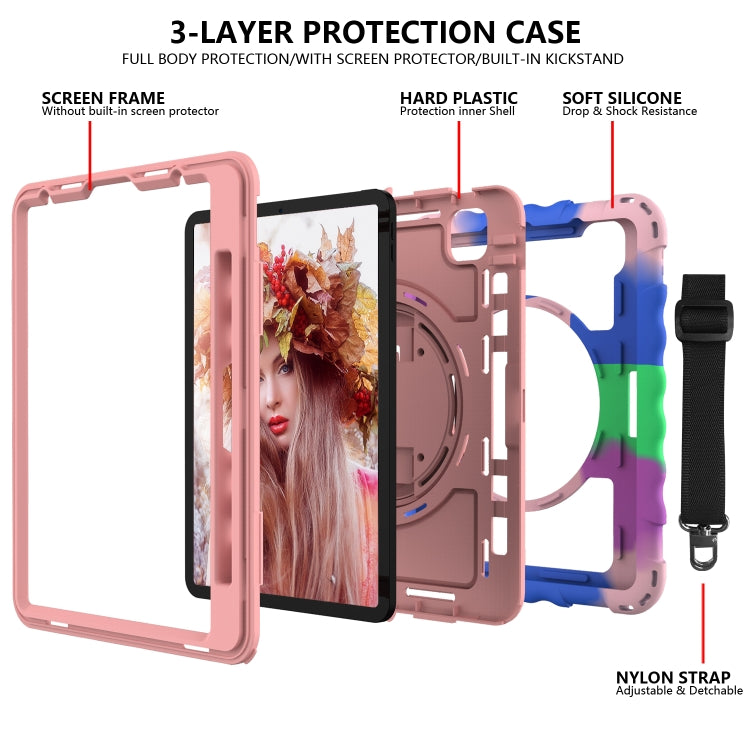 For iPad Pro 11 (2020) PC + Silicone Shockproof Combination Tablet Case with 360 Degree Rotating Holder & Handle(Colorful+Rose Gold) by bashfashion