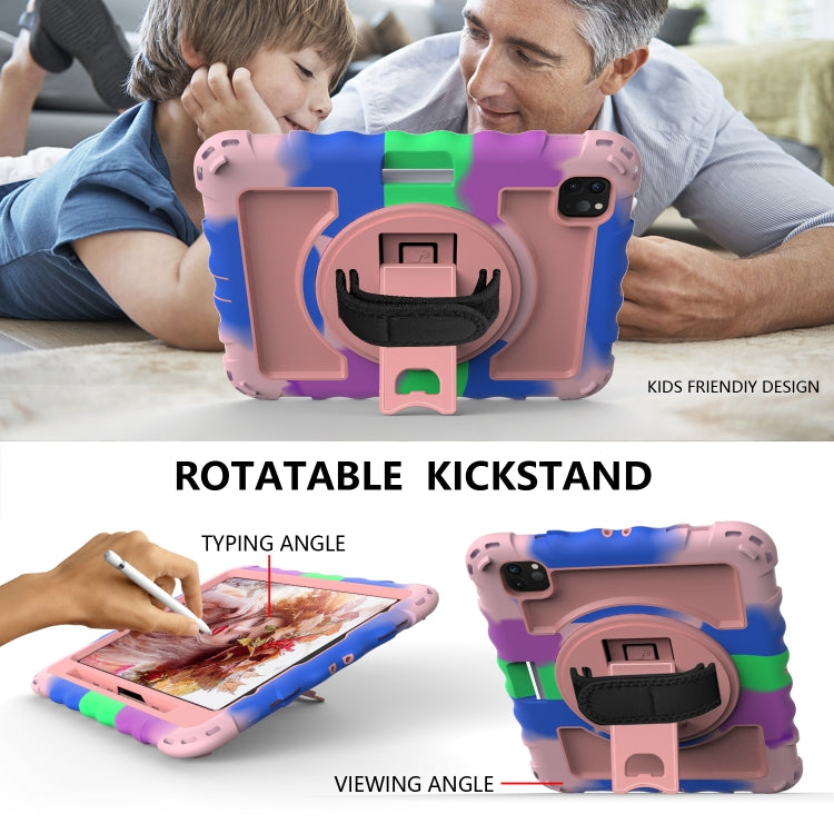 For iPad Pro 11 (2020) PC + Silicone Shockproof Combination Tablet Case with 360 Degree Rotating Holder & Handle(Colorful+Rose Gold) by bashfashion