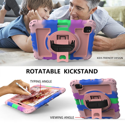 For iPad Pro 11 (2020) PC + Silicone Shockproof Combination Tablet Case with 360 Degree Rotating Holder & Handle(Colorful+Rose Gold) by bashfashion