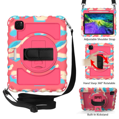 For iPad Pro 11 (2020) PC + Silicone Shockproof Combination Tablet Case with 360 Degree Rotating Holder & Handle(Colorful+Hot Pink) by bashfashion
