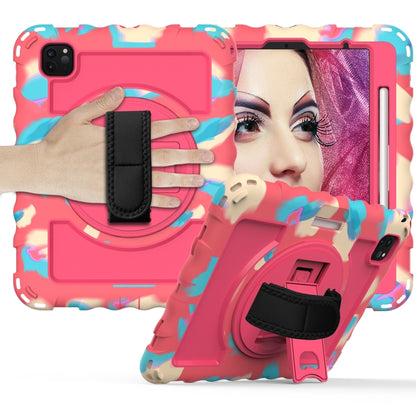 For iPad Pro 11 (2020) PC + Silicone Shockproof Combination Tablet Case with 360 Degree Rotating Holder & Handle(Colorful+Hot Pink) by bashfashion