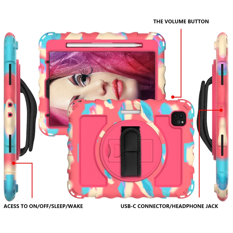 For iPad Pro 11 (2020) PC + Silicone Shockproof Combination Tablet Case with 360 Degree Rotating Holder & Handle(Colorful+Hot Pink) by bashfashion