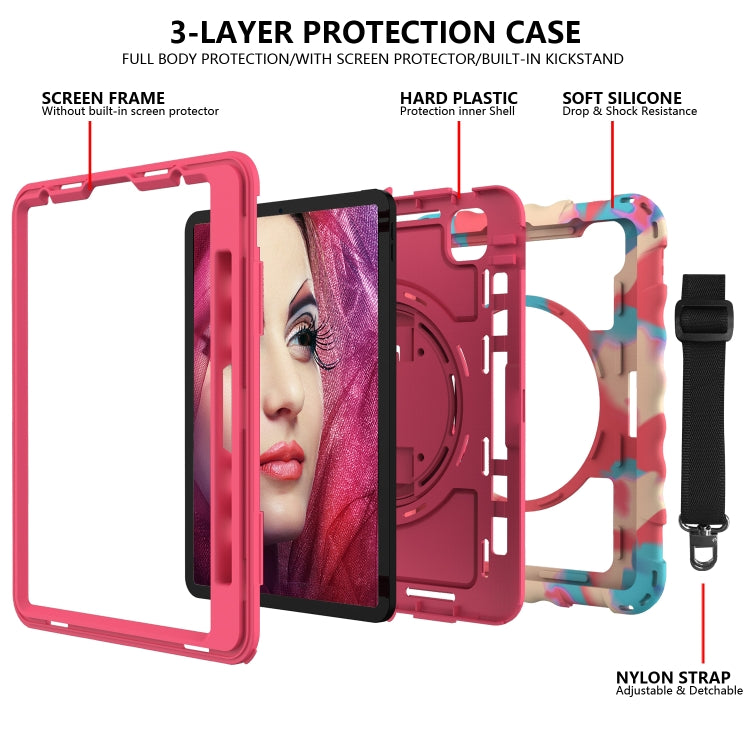 For iPad Pro 11 (2020) PC + Silicone Shockproof Combination Tablet Case with 360 Degree Rotating Holder & Handle(Colorful+Hot Pink) by bashfashion
