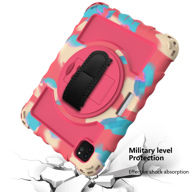 For iPad Pro 11 (2020) PC + Silicone Shockproof Combination Tablet Case with 360 Degree Rotating Holder & Handle(Colorful+Hot Pink) by bashfashion