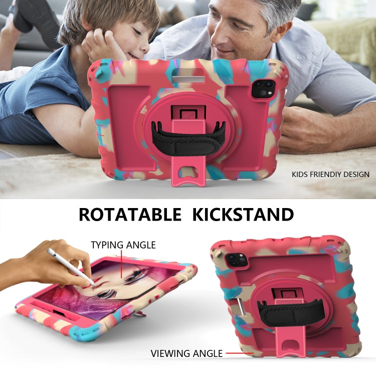 For iPad Pro 11 (2020) PC + Silicone Shockproof Combination Tablet Case with 360 Degree Rotating Holder & Handle(Colorful+Hot Pink) by bashfashion