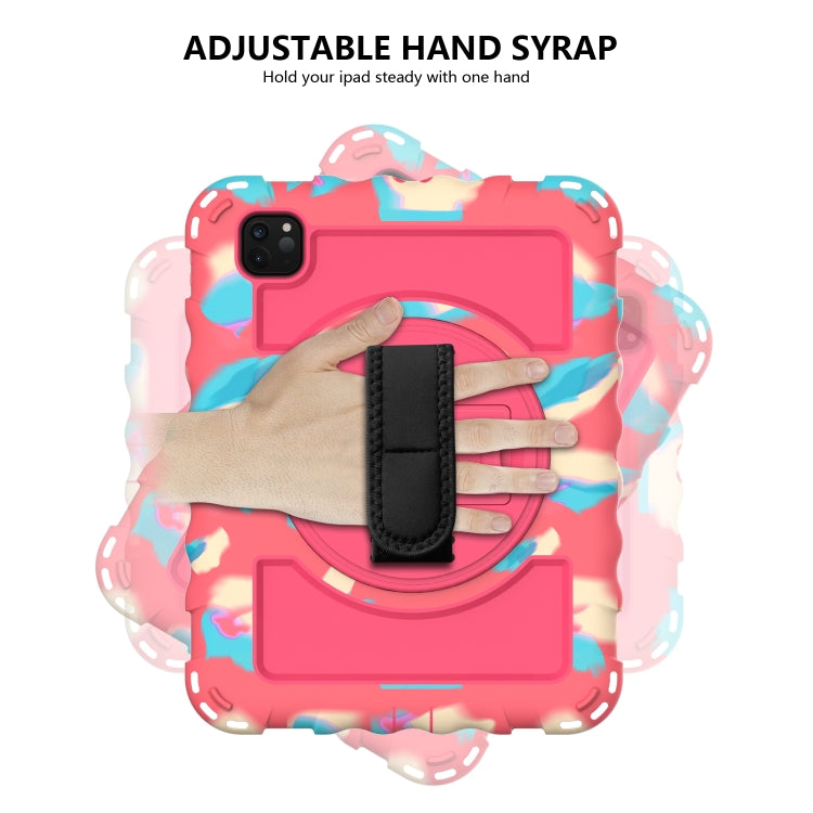 For iPad Pro 11 (2020) PC + Silicone Shockproof Combination Tablet Case with 360 Degree Rotating Holder & Handle(Colorful+Hot Pink) by bashfashion