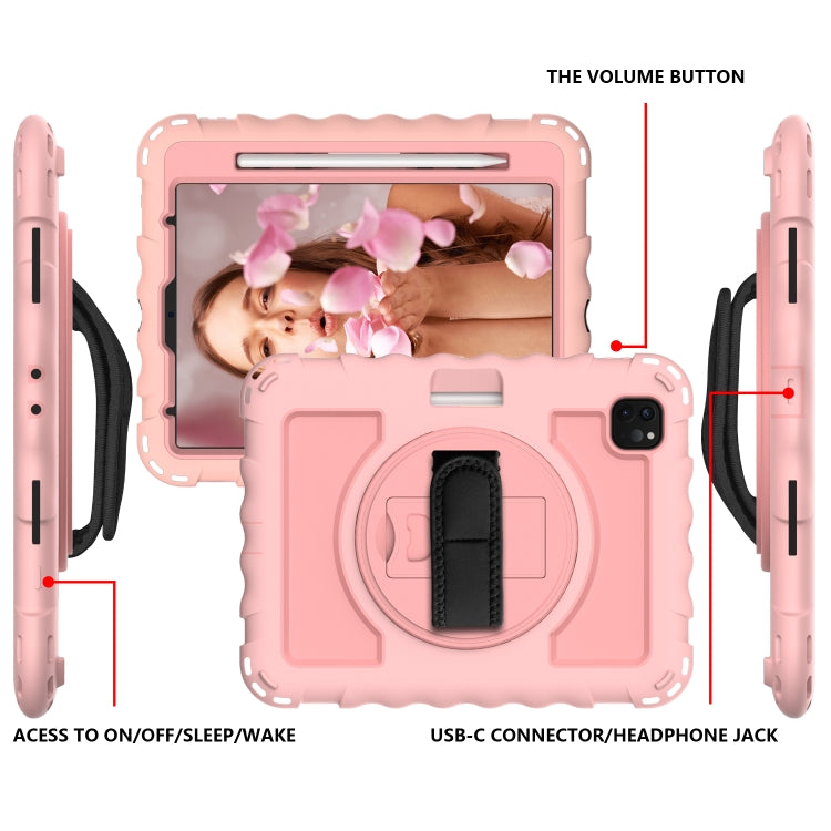 For iPad Pro 11 (2020) PC + Silicone Shockproof Combination Tablet Case with 360 Degree Rotating Holder & Handle(Rose Gold) by bashfashion