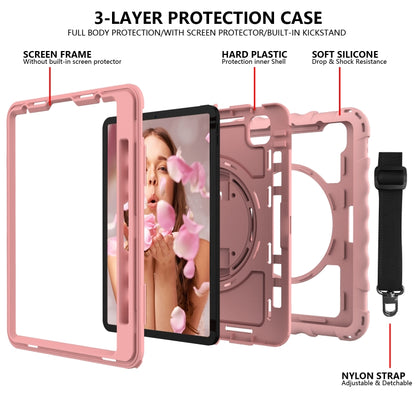 For iPad Pro 11 (2020) PC + Silicone Shockproof Combination Tablet Case with 360 Degree Rotating Holder & Handle(Rose Gold) by bashfashion