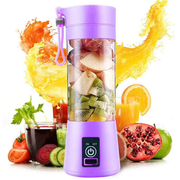 USB Rechargeable Electric Automatic Vegetable Fruit Citrus Orange Juice Maker Cup Mixer Bottle (380ML)(4 Blades Purple) by bashfashion