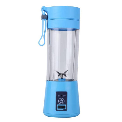 USB Rechargeable Electric Automatic Vegetable Fruit Citrus Orange Juice Maker Cup Mixer Bottle (380ML)(4 Blades Blue) by bashfashion