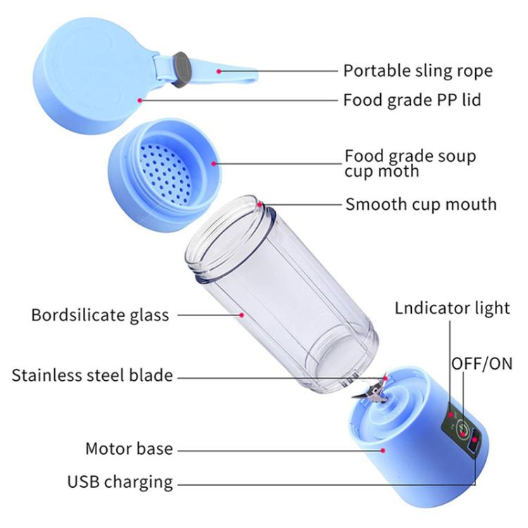 USB Rechargeable Electric Automatic Vegetable Fruit Citrus Orange Juice Maker Cup Mixer Bottle (380ML)(6 Blades Purple) by bashfashion