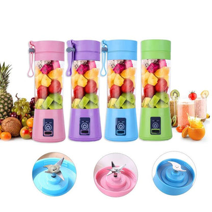USB Rechargeable Electric Automatic Vegetable Fruit Citrus Orange Juice Maker Cup Mixer Bottle (380ML)(4 Blades Purple) by bashfashion