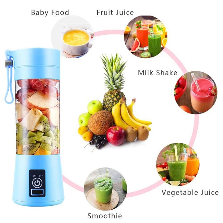 USB Rechargeable Electric Automatic Vegetable Fruit Citrus Orange Juice Maker Cup Mixer Bottle (380ML)(2 Blades Purple) by bashfashion