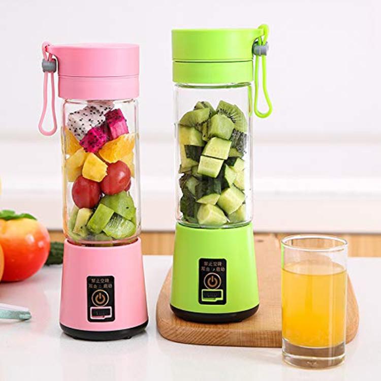USB Rechargeable Electric Automatic Vegetable Fruit Citrus Orange Juice Maker Cup Mixer Bottle (380ML)(2 Blades Purple) by bashfashion